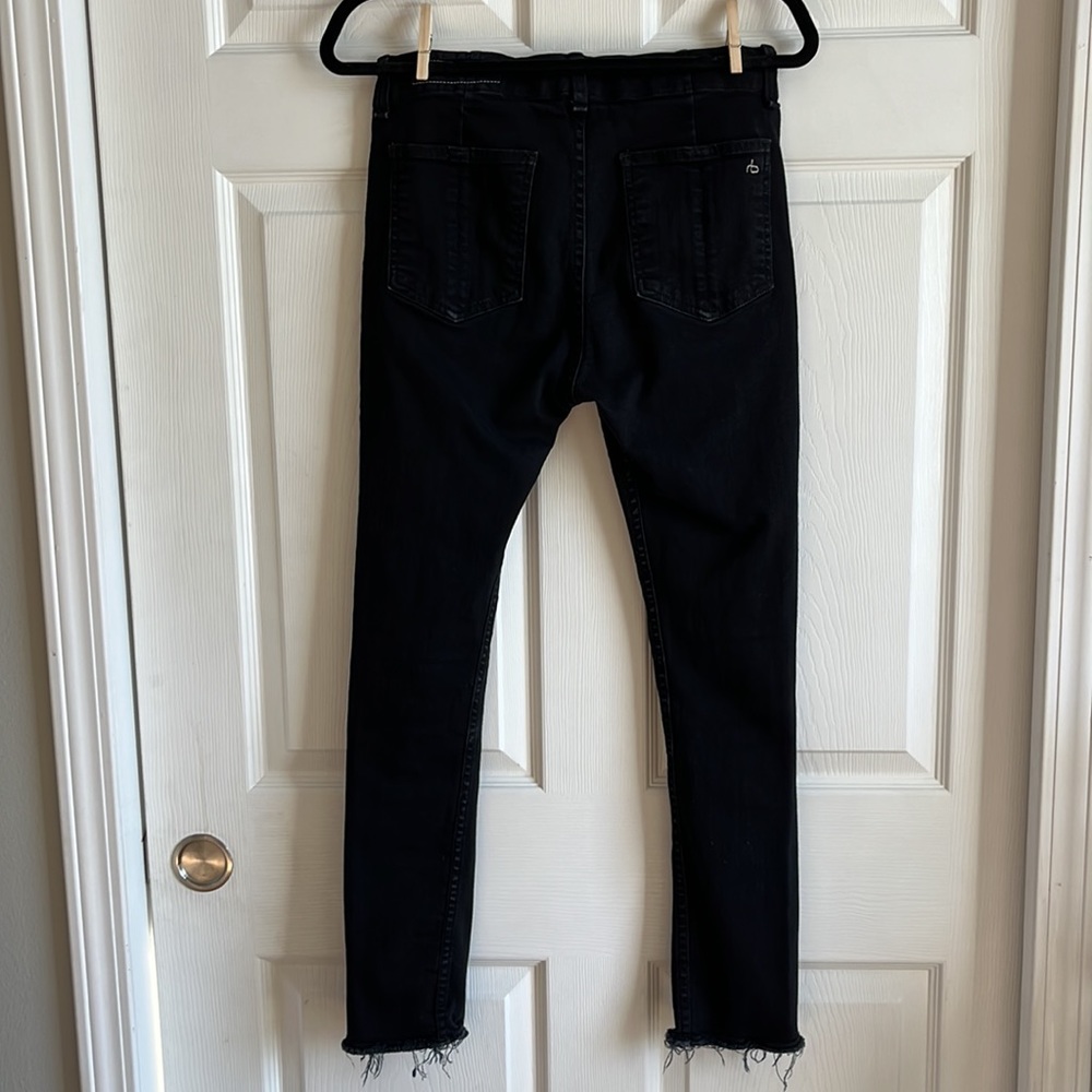 Rag & Bone Denny High Rise Skinny Ankle Jean / Raw Hem / Black / SZ 28 - Picture 9 of 13
